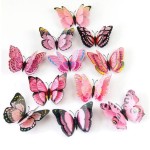 Fluturi 3D cu magnet, dubli, decoratiuni casa sau evenimente, set 12 bucati, roz, A12